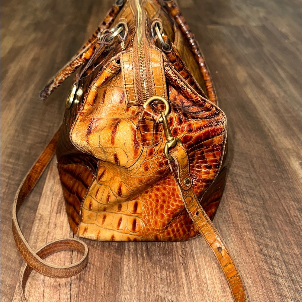 Brahmin Croc-Embossed Satchel Pecan - Picture 5 of 16